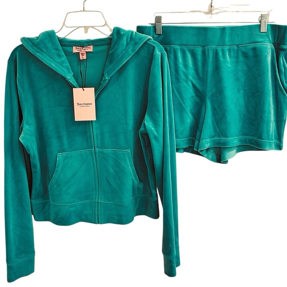 Juicy Couture Bling Velour Hoodie & Short Set Size Large